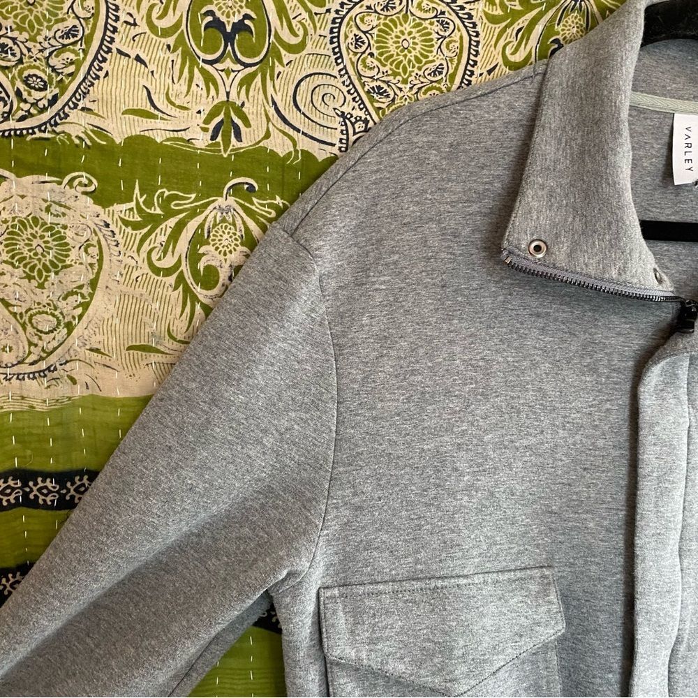 Varley Heathered Cloud Earl Boxy Moto Comfy Sweatshirt Bomber Jacket Size Medium - Picture 8 of 16